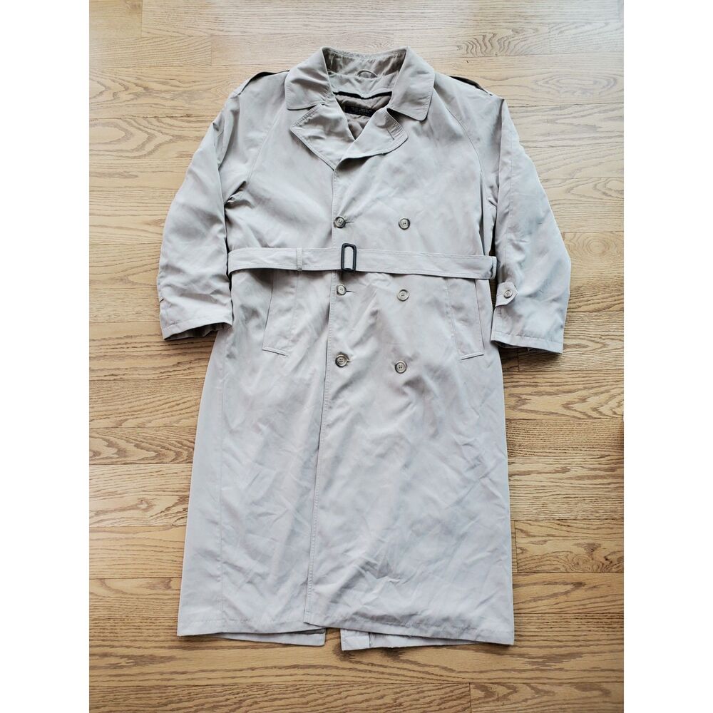 Brooks Brothers Mens 46 R? Vintage Trench Coat Removable 100% Wool Liner VGUC